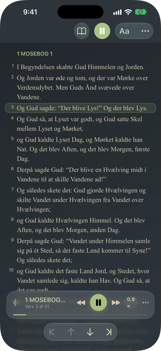 Tanakh Time læser en passage højt med versmarkering og afspilningskontrol