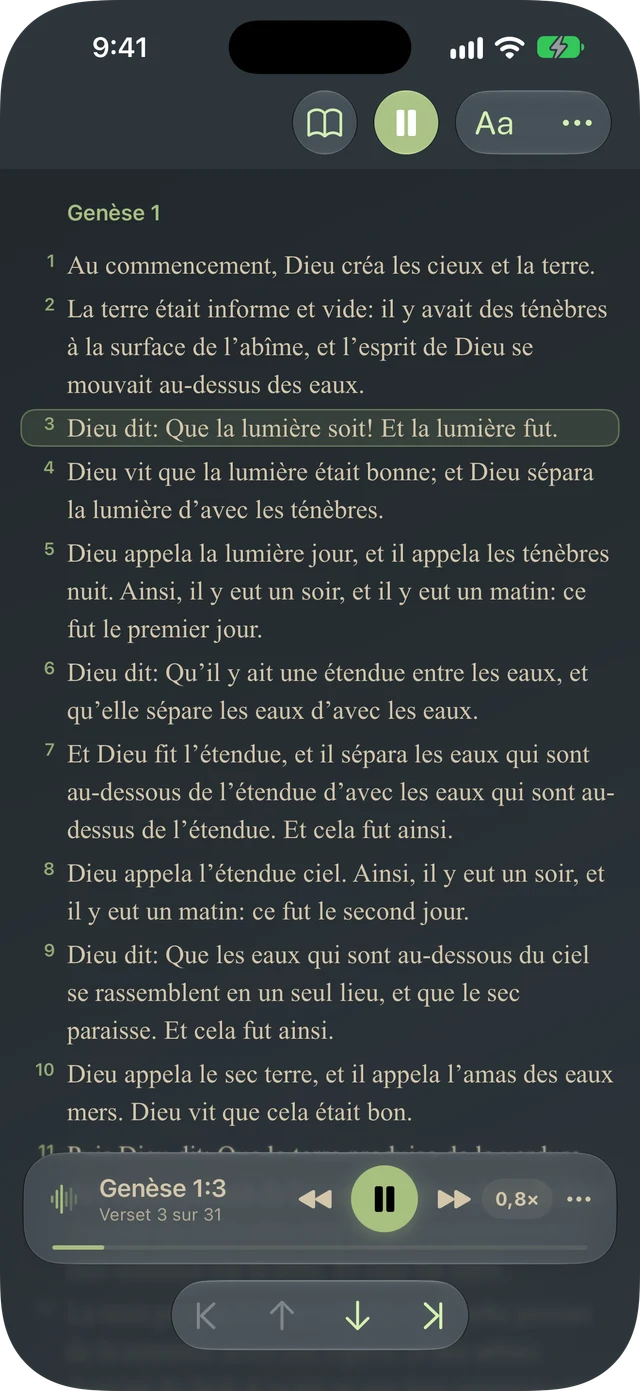 Tanakh Time lisant un passage à voix haute avec mise en évidence des versets et commandes de lecture
