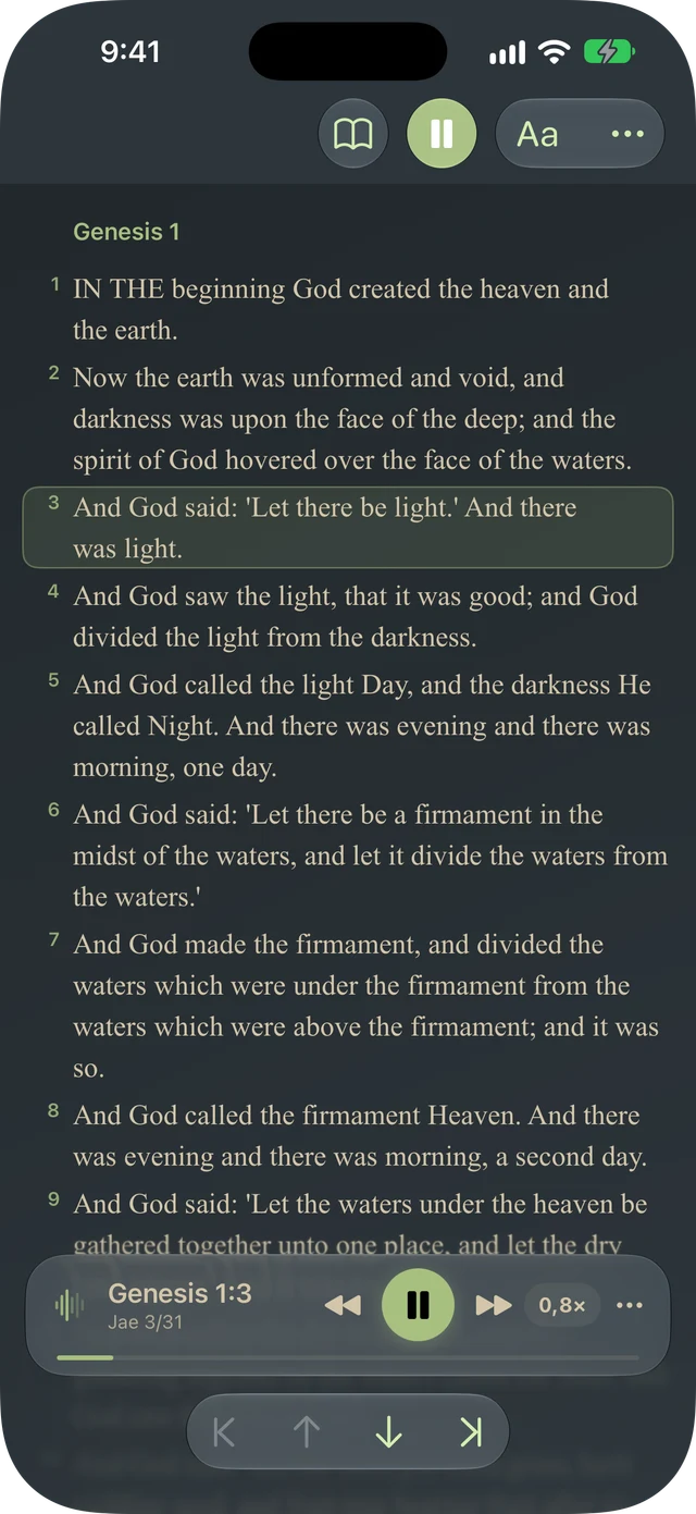 Tanakh Time lukee tekstikohdan ääneen jakeiden korostuksella ja toistokontrolleilla