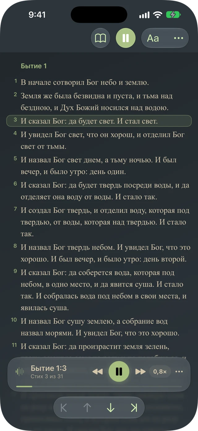 Tanakh Time читает отрывок вслух с выделением стихов и элементами управления воспроизведением