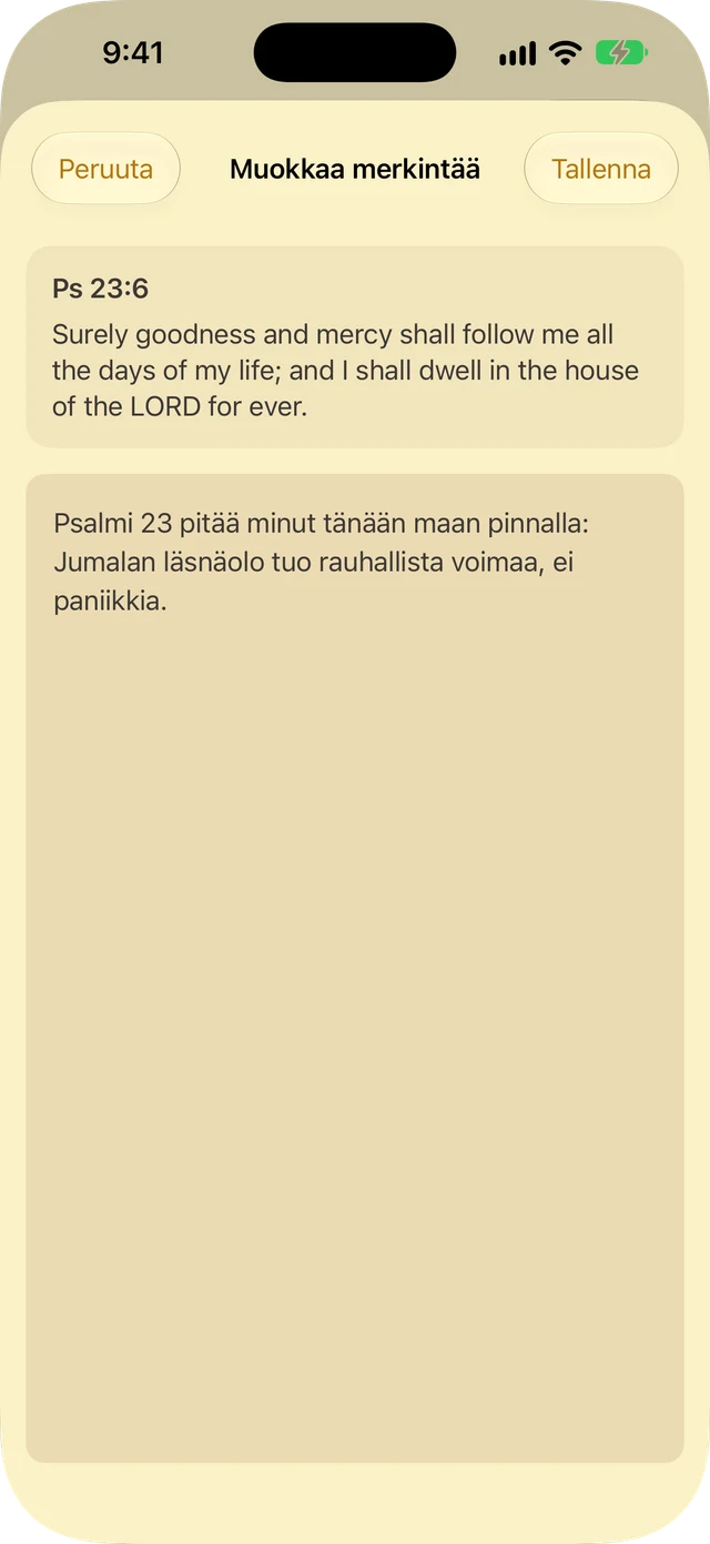 Muistiinpanot ja korostukset