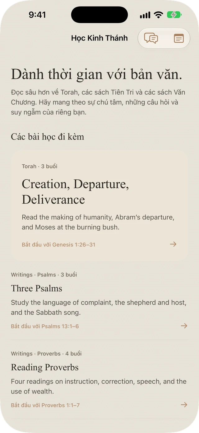 Các bài nghiên cứu Torah, Psalms, và Proverbs đi kèm của Tanakh Time