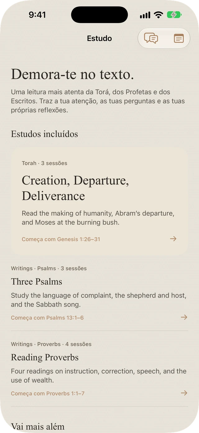 Estudos de Torah, Salmos e Provérbios incluídos no Tanakh Time