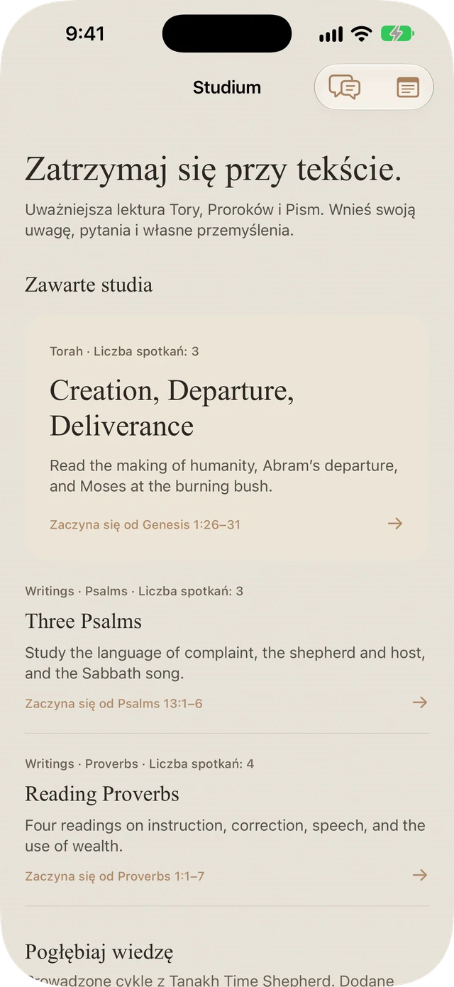 Dołączone do Tanakh Time studia nad Torą, Psalmami i Przysłówiami