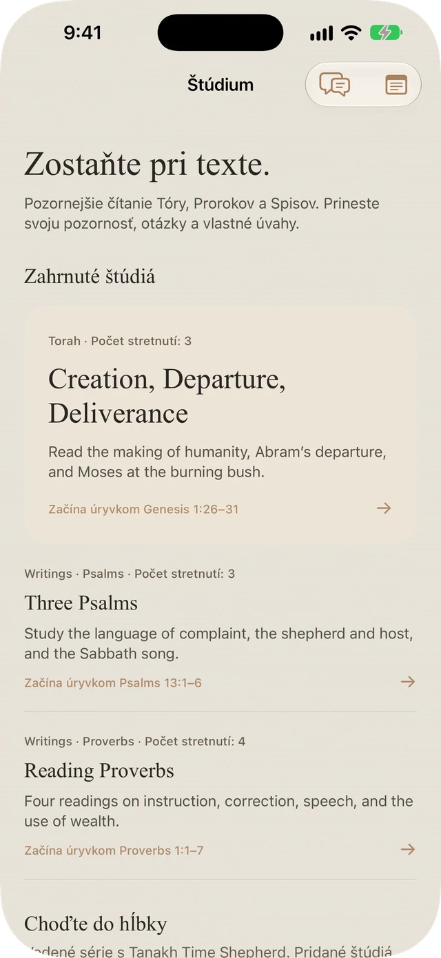 Zahrnuté štúdiá Tóru, Žalmov a Prísloví v Tanakh Time