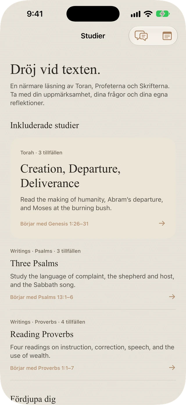 Tanakh Times inkluderade studier av Torah, Psaltarpsalmer och Ordspråken