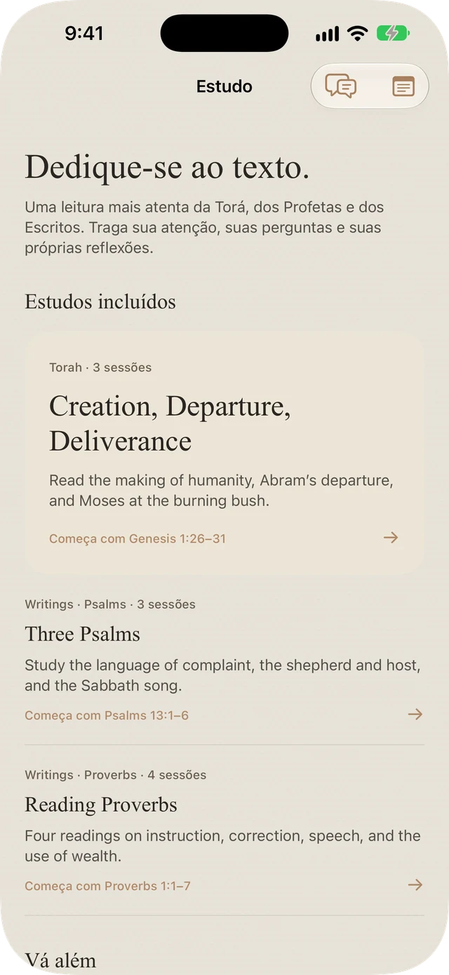 Estudos de Torá, Salmos e Provérbios incluídos no Tanakh Time