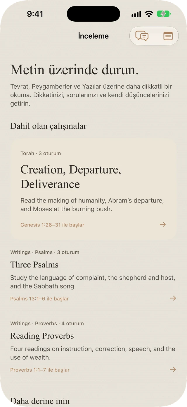 Tanakh Time'ın dahil edilen Torah, Mezmur ve Özdeyişler çalışmaları