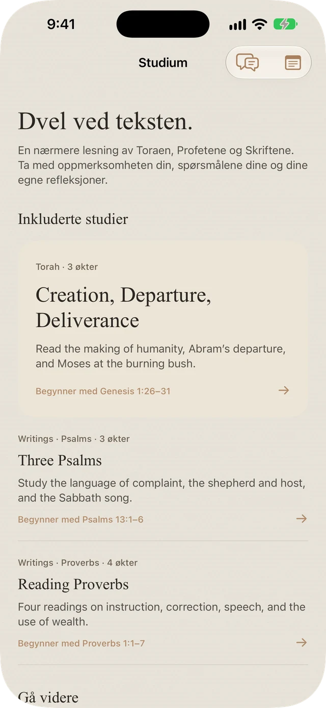 Tanakh Time sine inkluderte Torah-, Salme- og Ordspråkstudiar